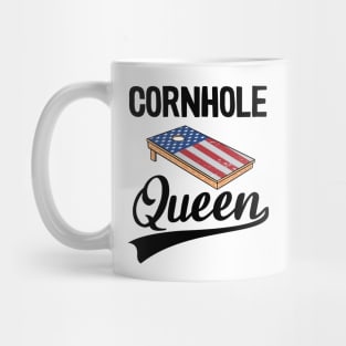 Cornhole Queen Women Girls American Flag Corn Hole Board Mug